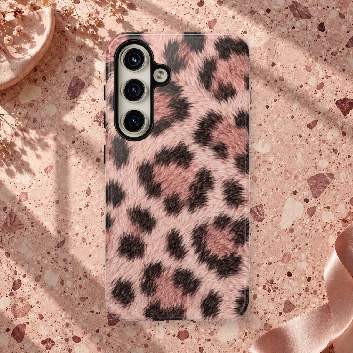 Pink Blush Fur phone case styled view