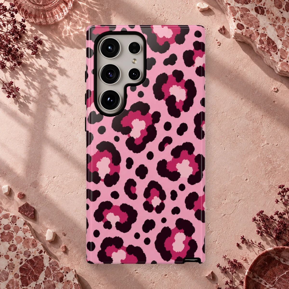 Pink Blush Rosettes phone case styled view