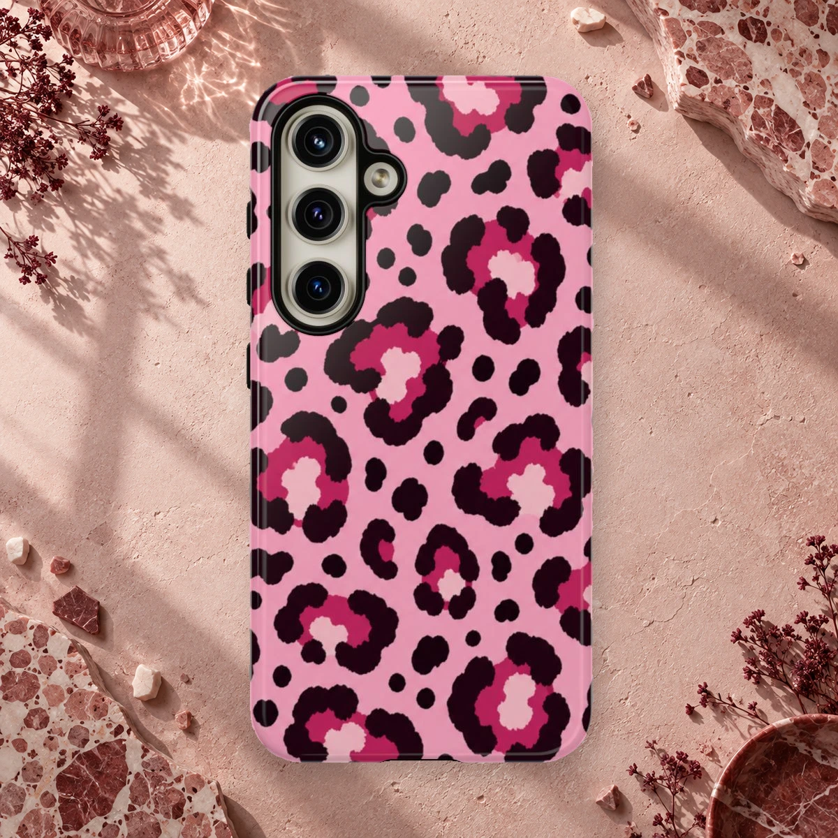 Pink Blush Rosettes phone case styled view