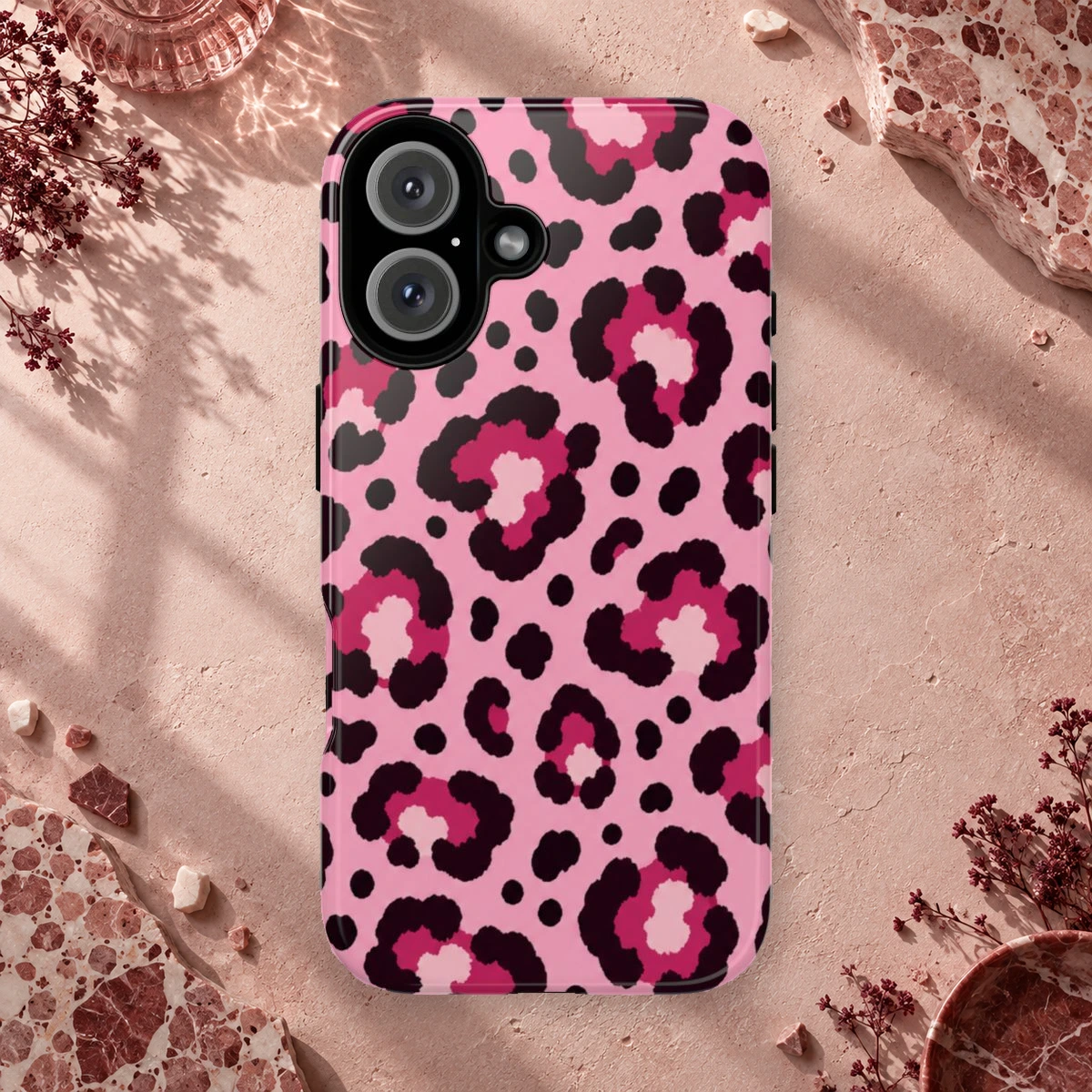 Pink Blush Rosettes phone case styled view