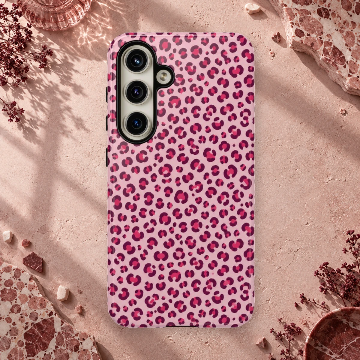 Pink Micro Spots phone case styled view