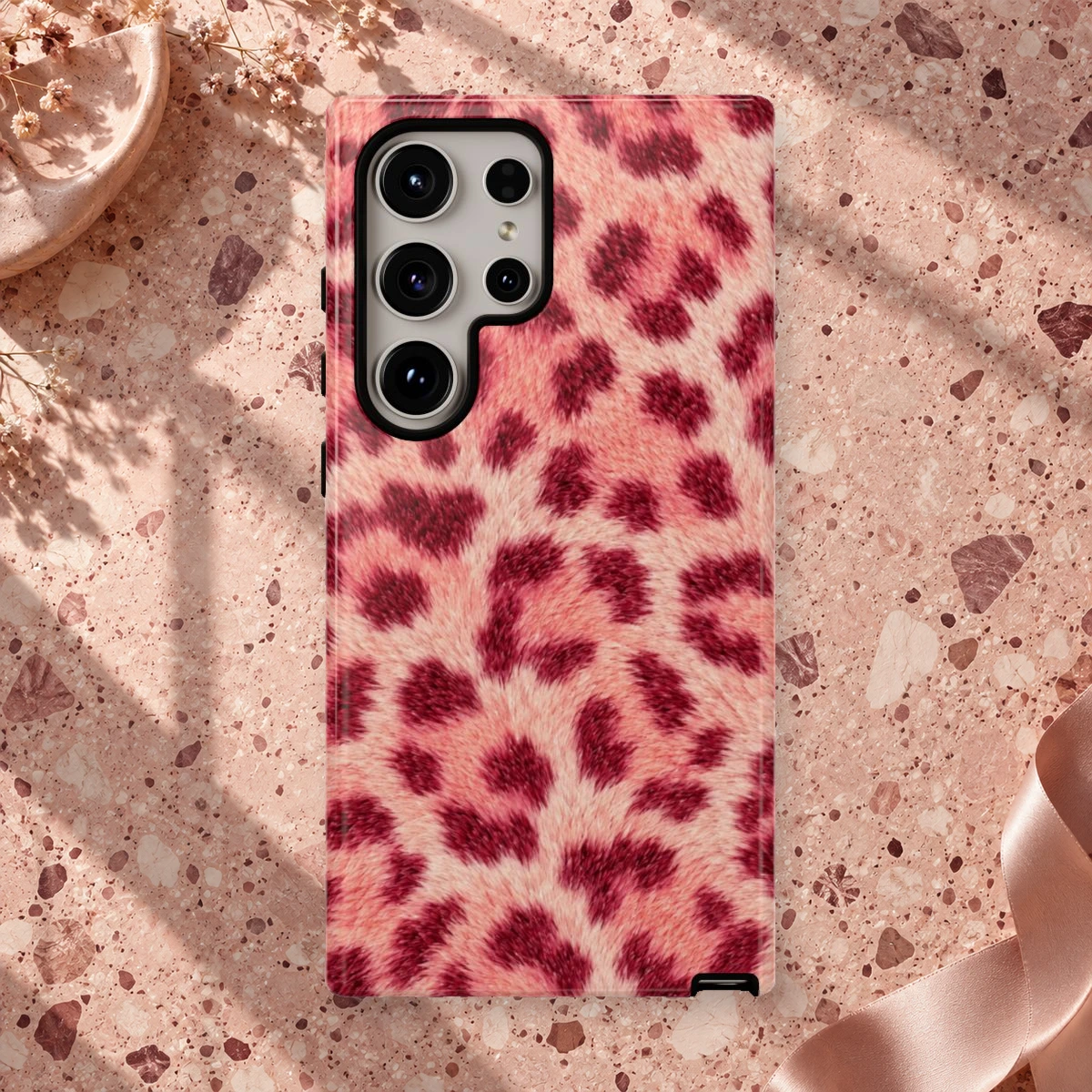 Pink Peach Fur phone case styled view