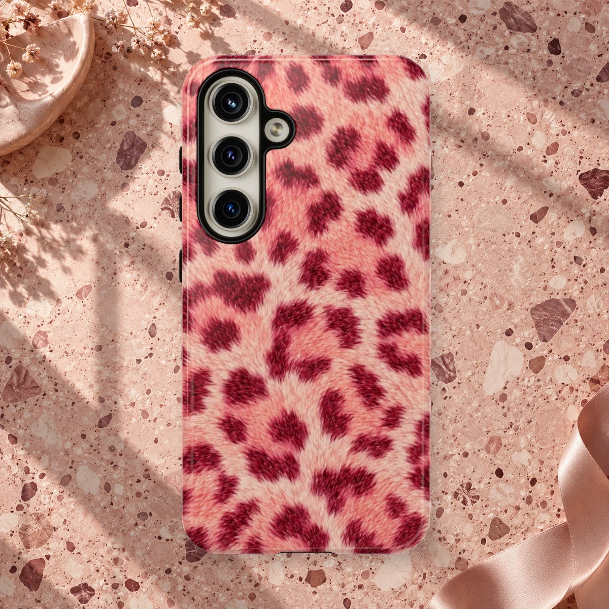 Pink Peach Fur phone case styled view