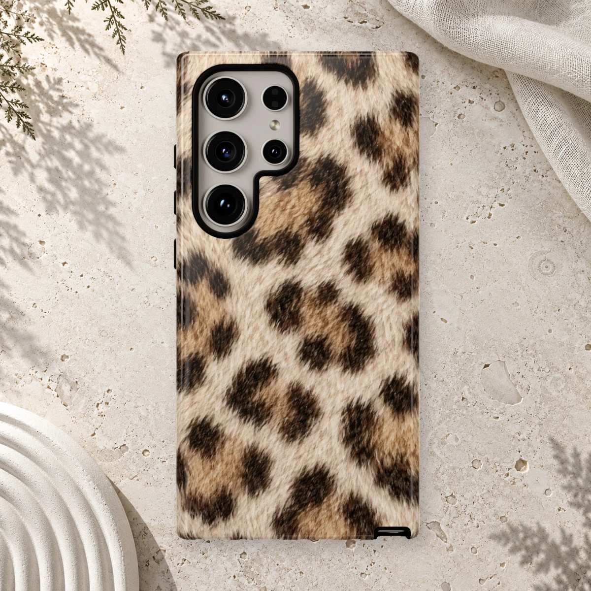 White Cream Fur phone case styled view