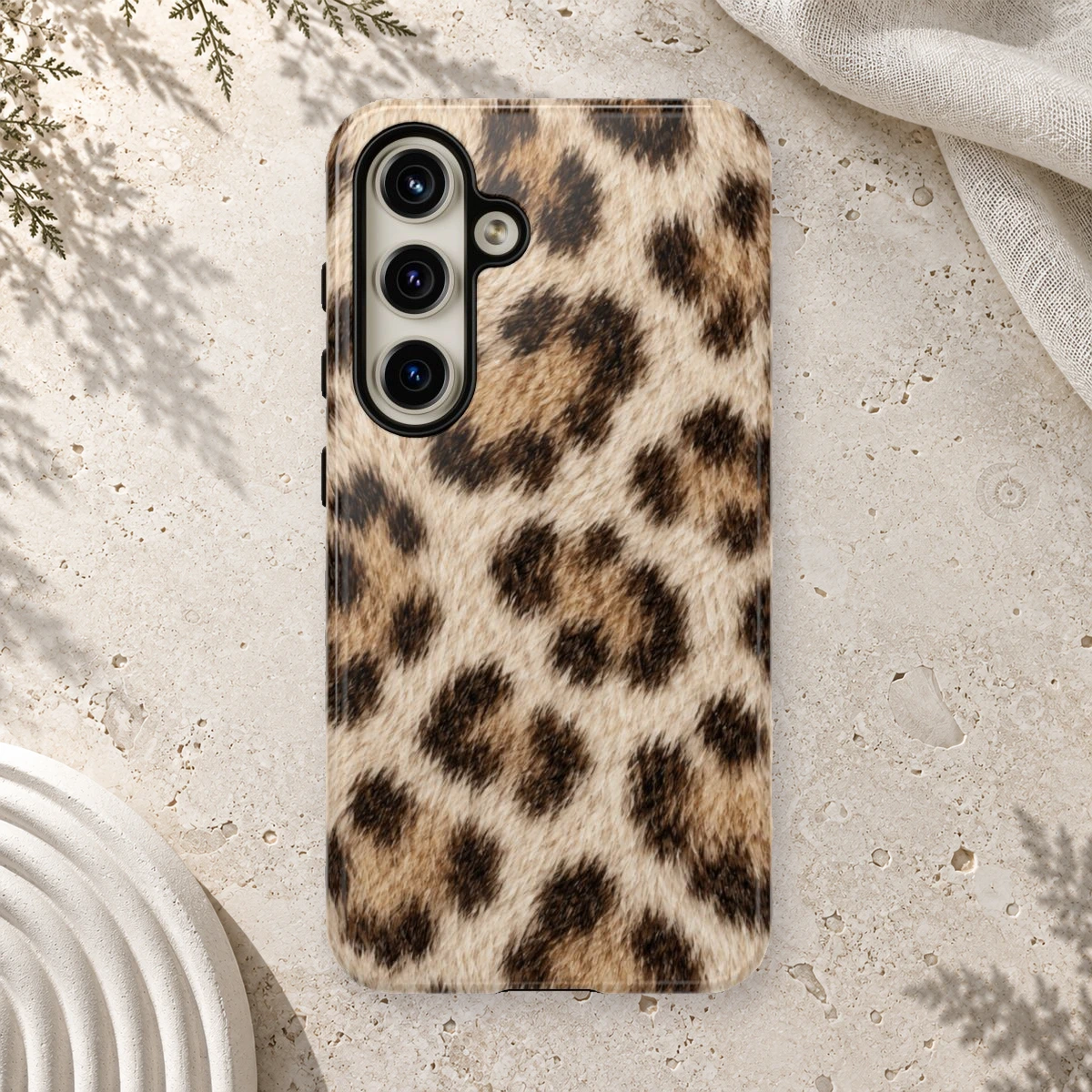White Cream Fur phone case styled view