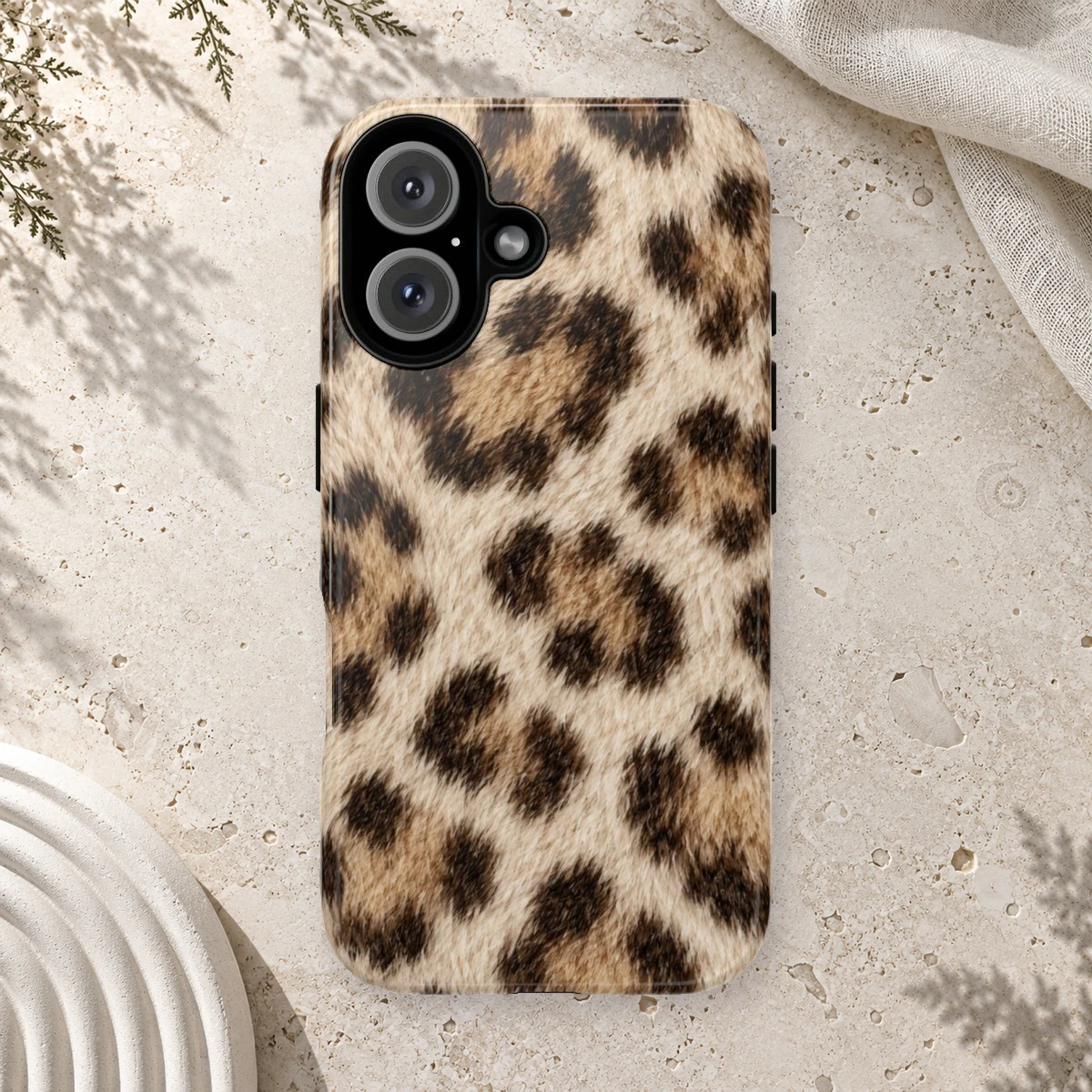 White Cream Fur phone case styled view