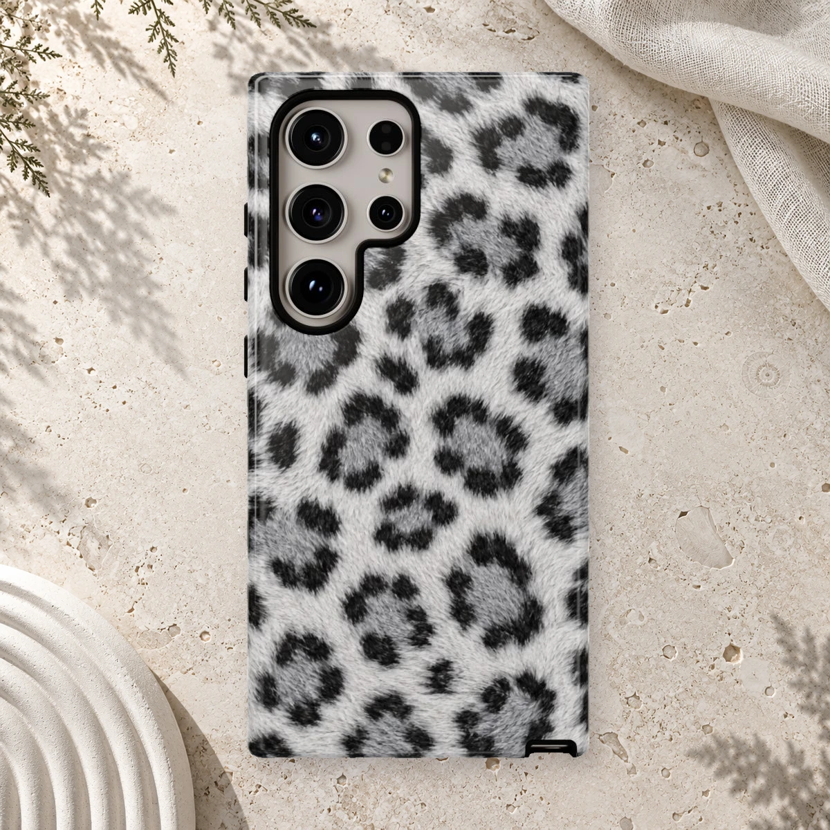 White Frost Fur phone case styled view
