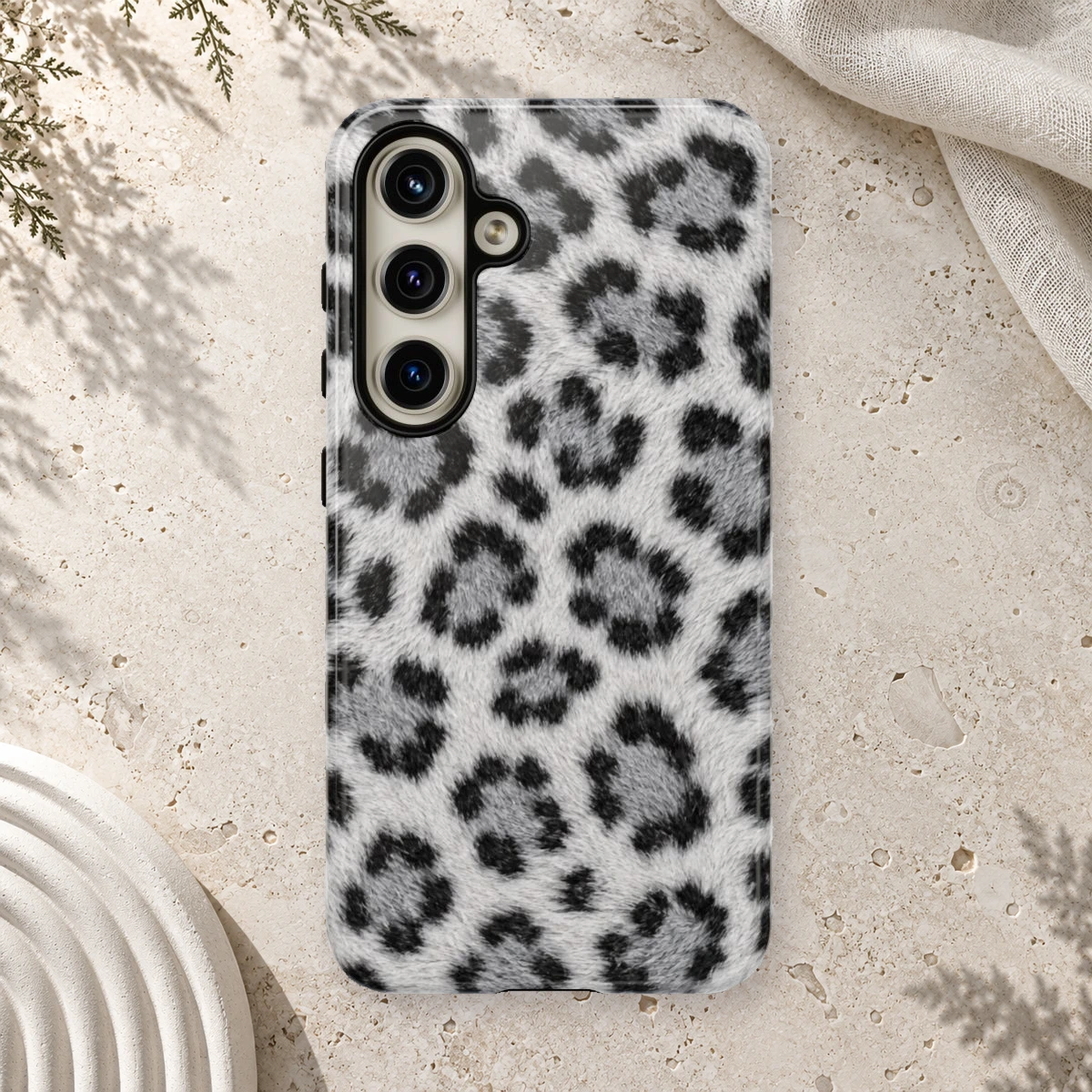 White Frost Fur phone case styled view
