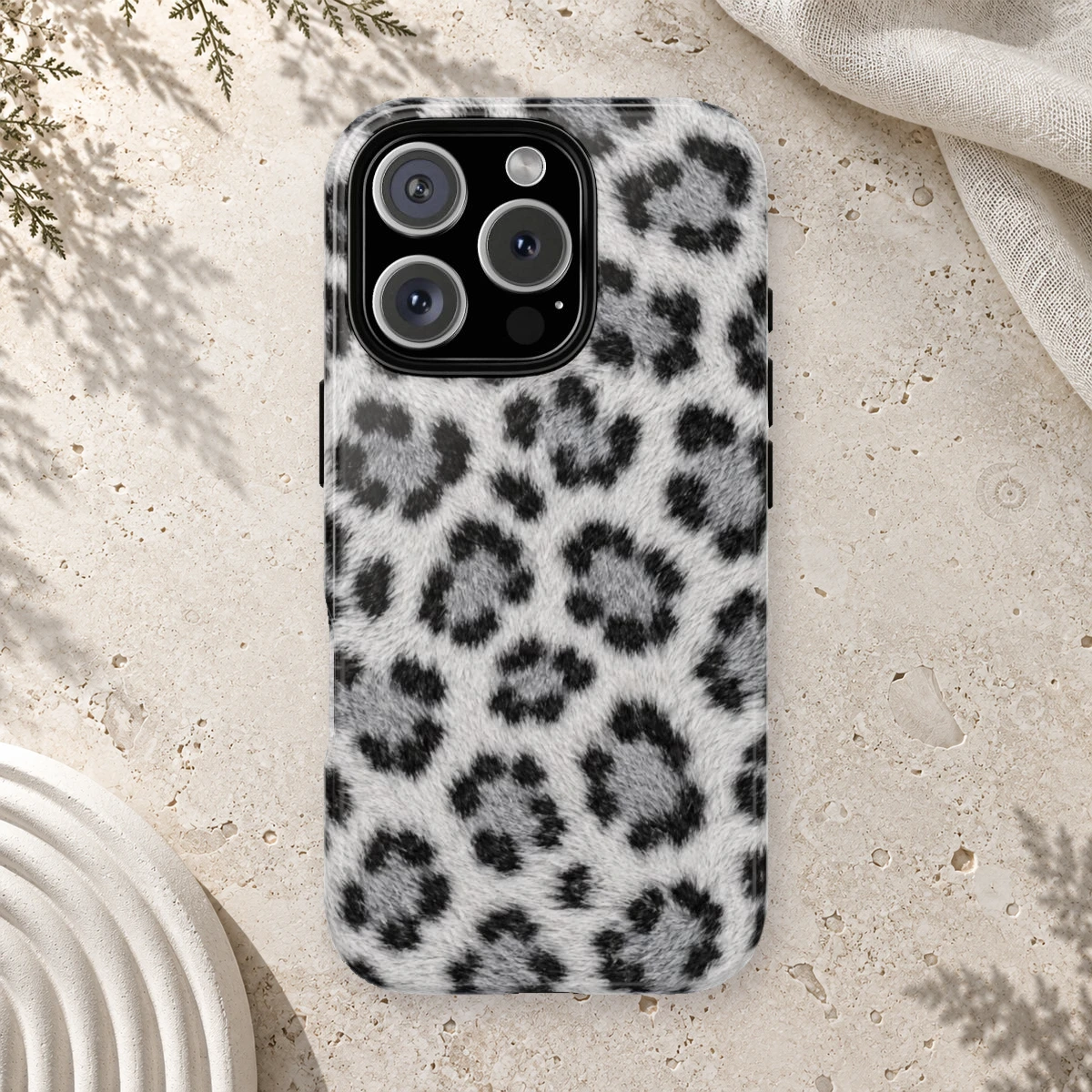 White Frost Fur phone case styled view