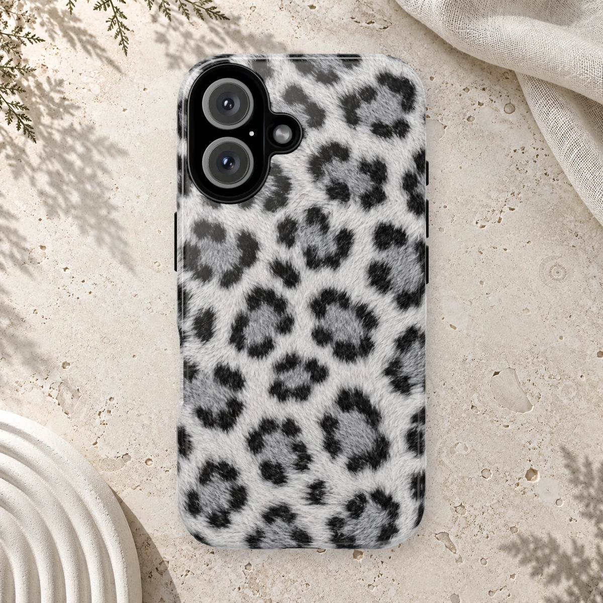 White Frost Fur phone case styled view