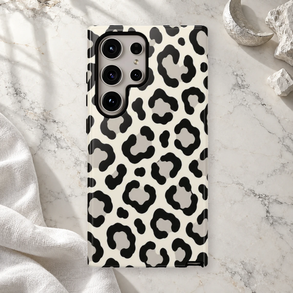 White Ivory Rosettes phone case styled view