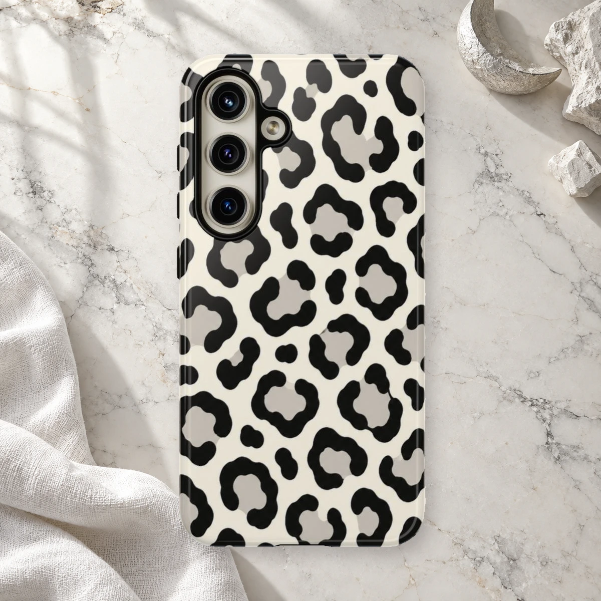 White Ivory Rosettes phone case styled view