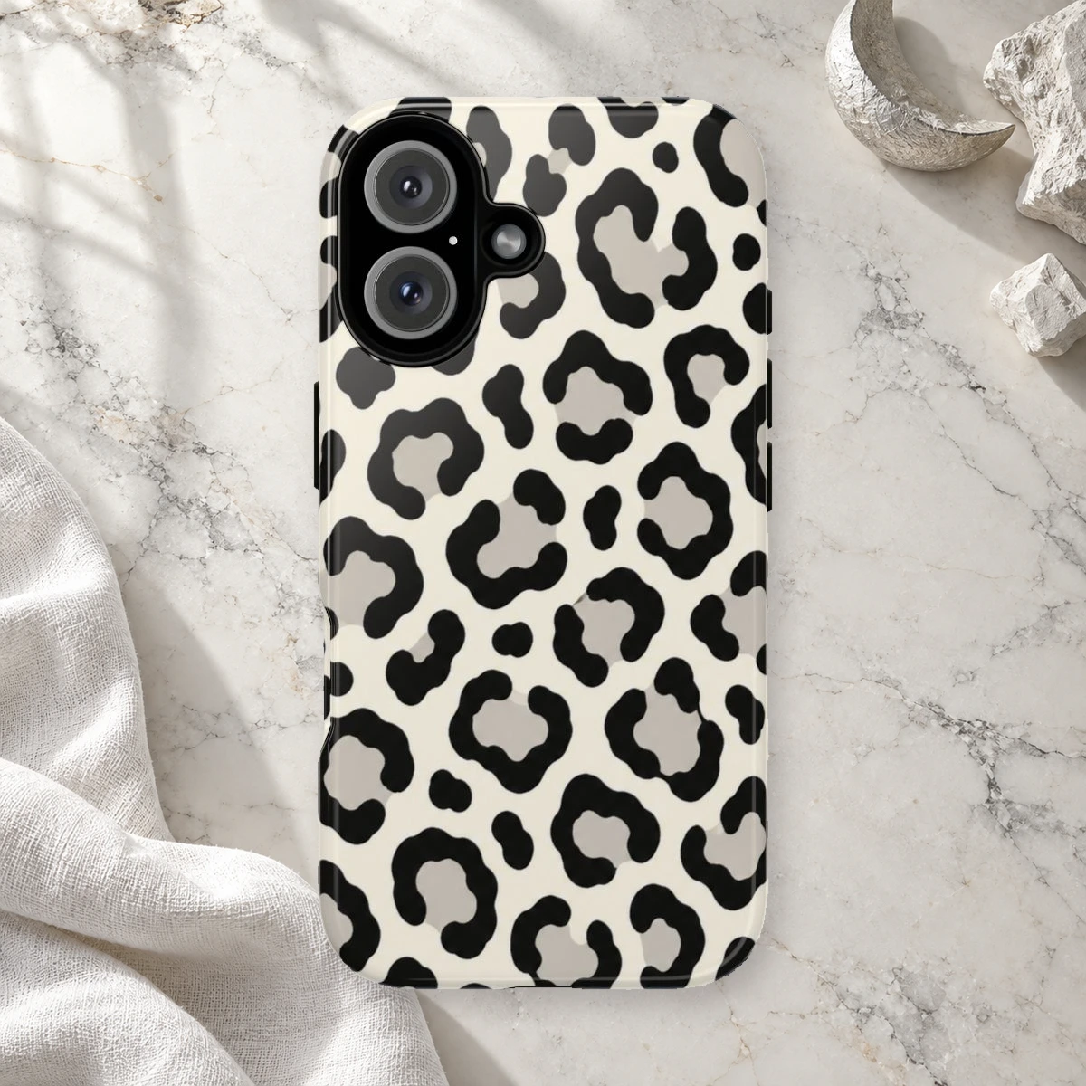 White Ivory Rosettes phone case styled view