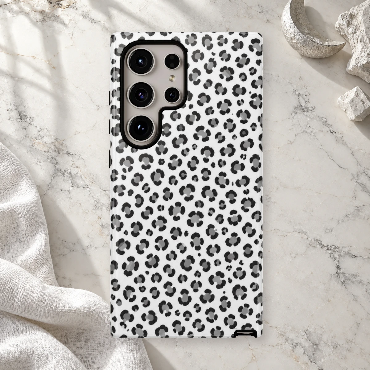 White Micro Spots phone case styled view