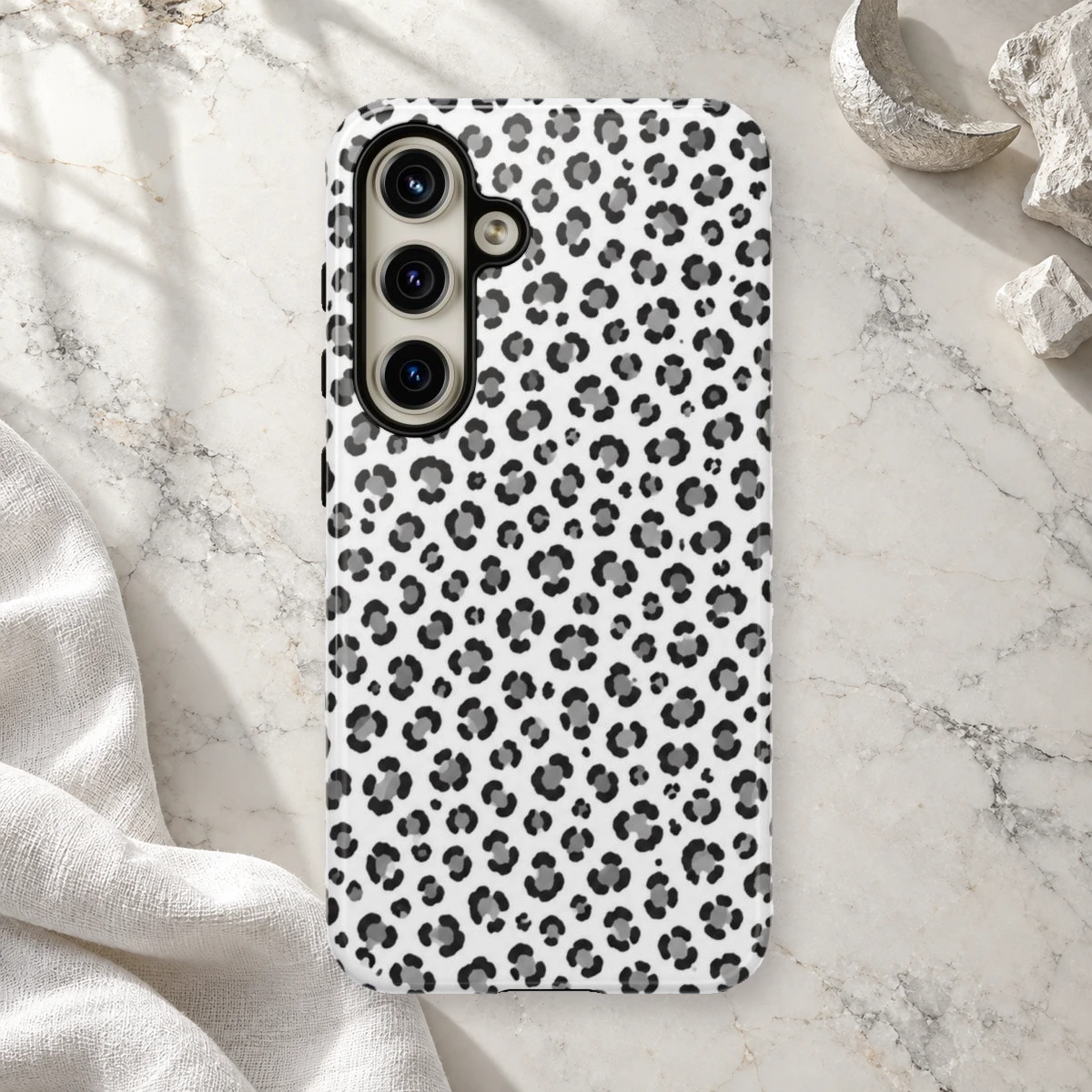 White Micro Spots phone case styled view