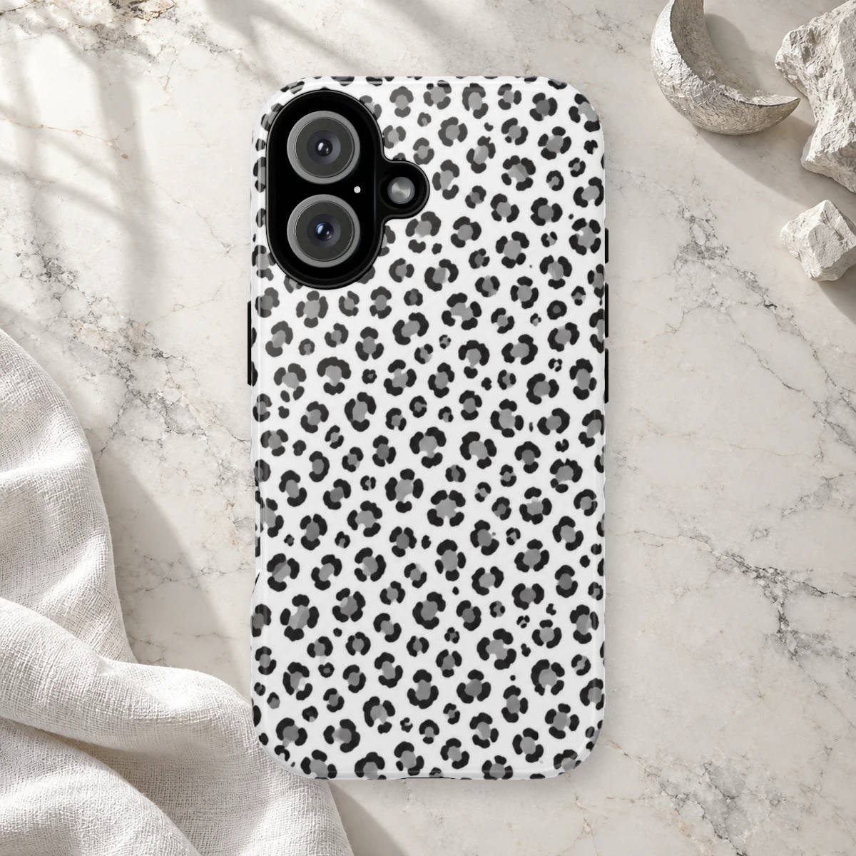 White Micro Spots phone case styled view