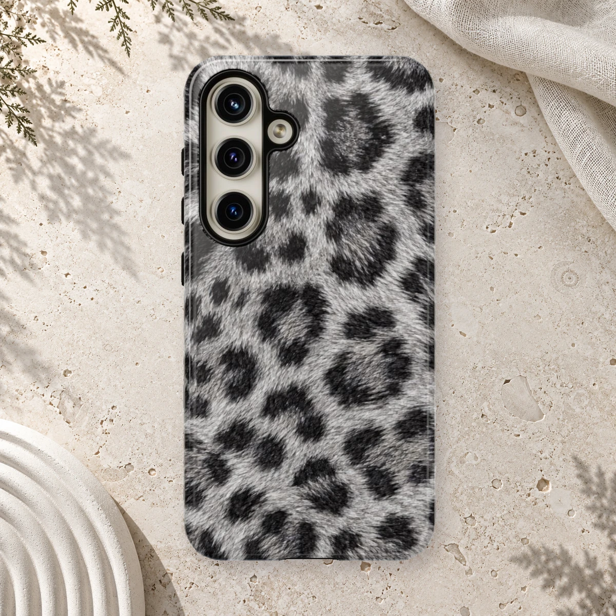 White Silver Fur phone case styled view